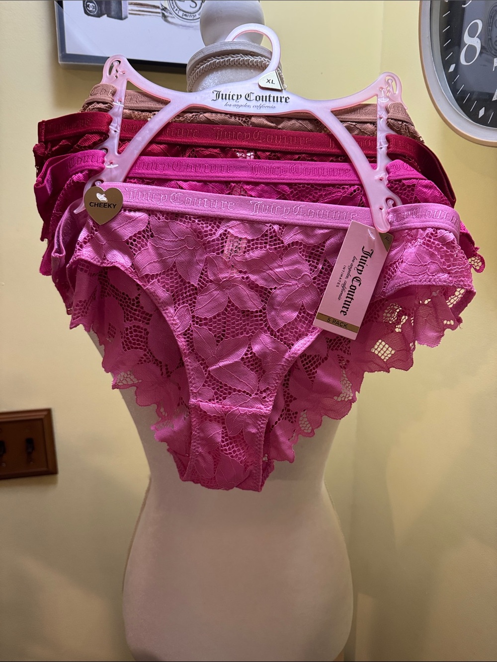 NWT Juicy Couture 4 pack cheeky panties size XL.